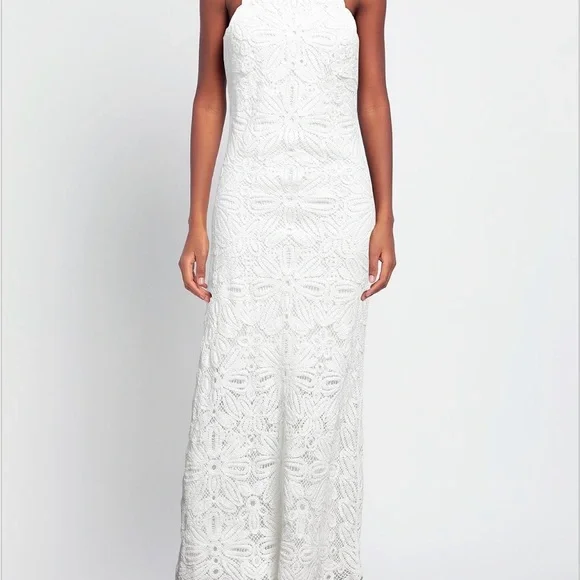 Maje White knit midi dress Lace Halter-Style Maxi Dress - Picture 11 of 11